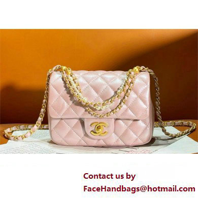 chanel Shiny Lambskin, Imitation Pearls & Gold-Tone Metal Mini Flap Bag PINK AS4385 2024